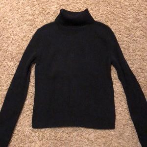 Black cowl neck ribbed sweater